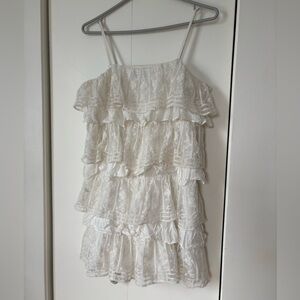 🎉4/30$🎉  Zara White Lace Ruffle Dress – Size XS ✨
